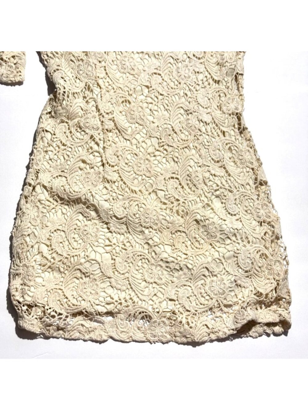 Cream Mini Dress Urban Outfitters Coquette Medium Crocheted Style Lace Bride - Picture 6 of 7